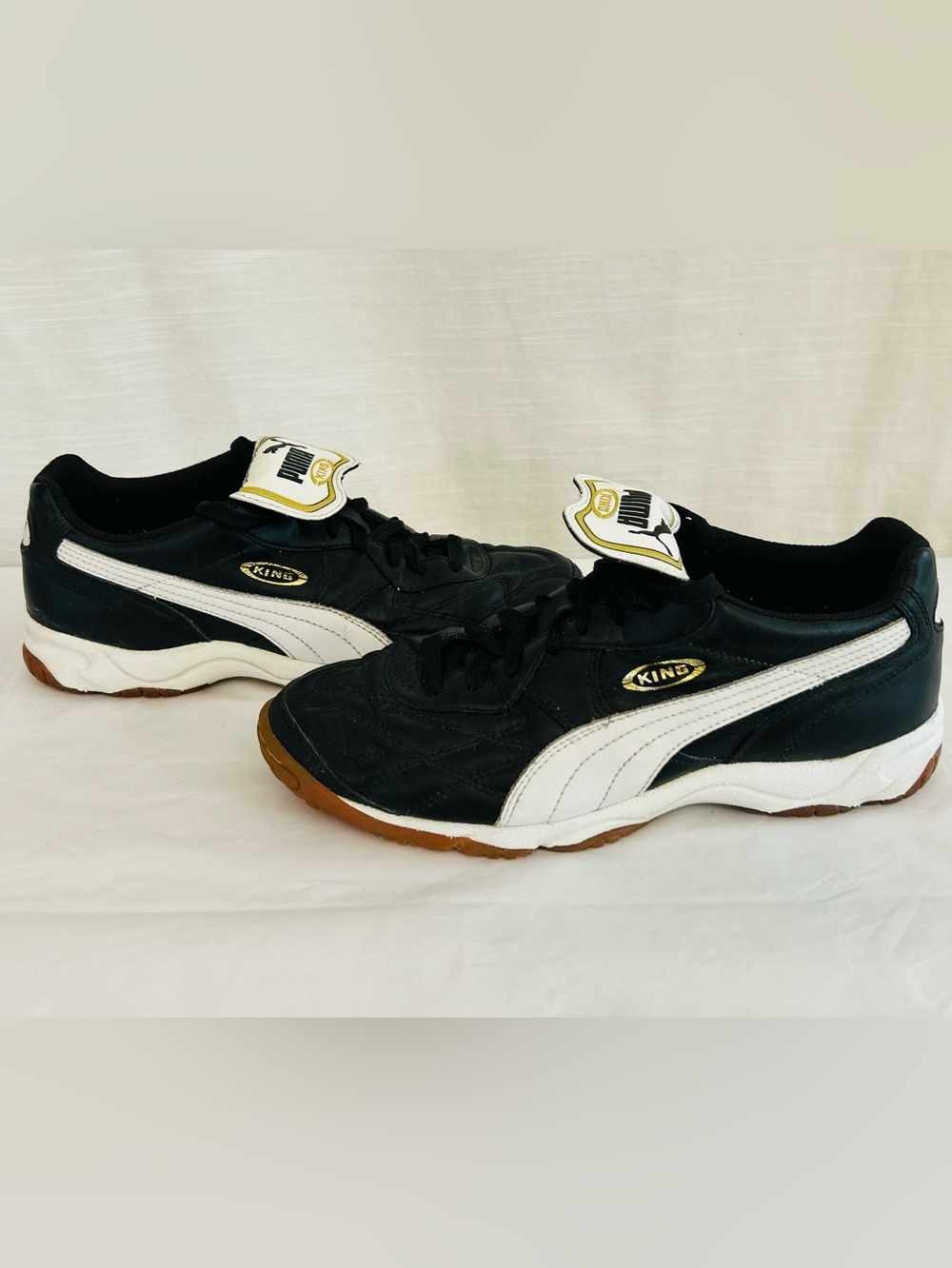 Puma Black and White Indoor Soccer Shoes with Gum Sole